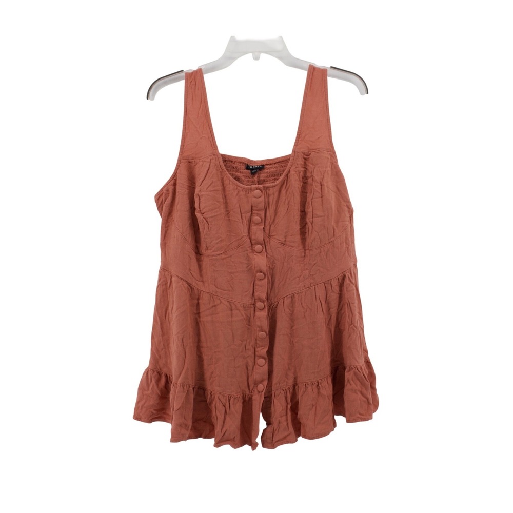 Torrid Tank Top Women 2 Peach Pink Smocked Peplum Summer Casual Boho Cottagecore